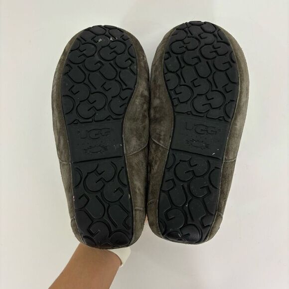 UGG Grey Suede Fur Lined Men's Slippers - Picture 8 of 8